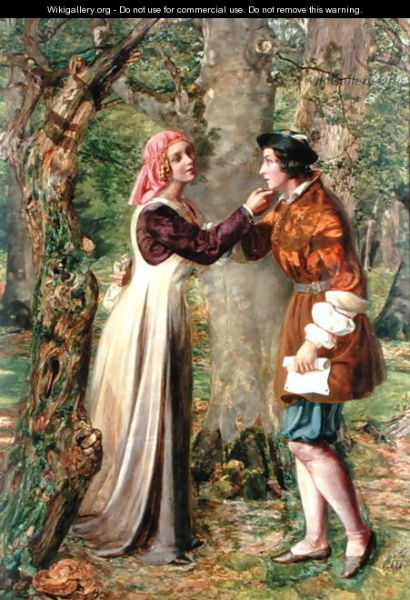 Celia Telling Rosalind that Orlando is in the Forest - Edward Rainford