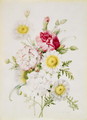 Bunch of Mixed Carnations and White Marigolds, 1839 - Pierre-Joseph Redouté