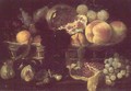 A basket of fruit and a plate of fruit - Giuseppe Recco
