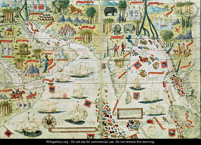 Arabia and India, from the Miller Atlas, c.1519 - Pedro Reinel