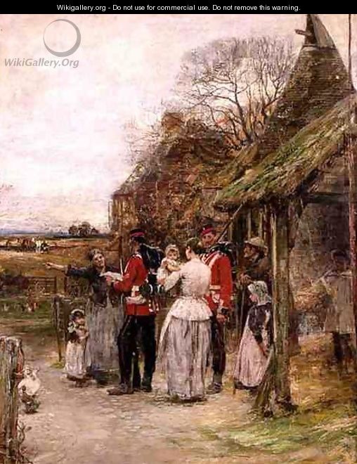 Soldiers with a Family Before a Cottage - John Robertson Reid