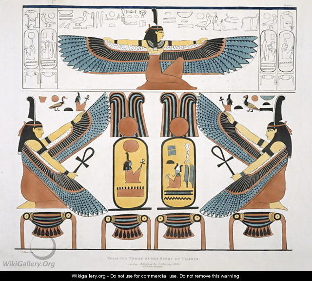Mural from the Tombs of the Kings at Thebes, discovered by G. Belzoni, plate 3 from Plates Illustrative of the Researches in Egypt and Nubia, engraved by Charles Hullamandel 1789-1850 1820-22 - (after) Ricci, J.