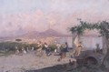 The Bay of Naples with Figures Dancing in the Foreground - Oscar Ricciardi