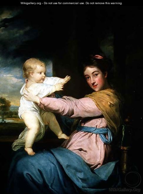 Portrait of Caroline, Duchess of Marlborough with her daughter Lady Caroline Spencer oil on canvas 1764-67 - Sir Joshua Reynolds