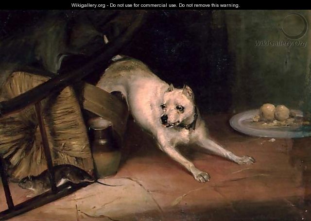 Dog Chasing a Rat - Briton Rivière