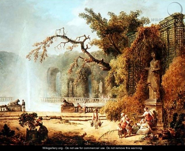 Romantic garden scene - Hubert Robert