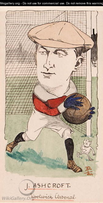 Jimmy Ashcroft, Woolwich Arsenal, drawing for a set of cigarette cards, 1907 - Rip