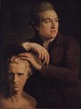 Portrait of Joseph Nollekens 1737-1823 the sculptor with a bust of Laurence Sterne 1713-68 - John Francis Rigaud