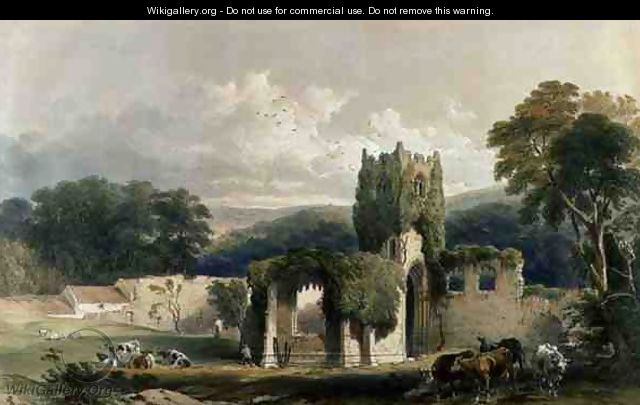 Mount Grace Priory, exterior of the church, from The Monastic Ruins of Yorkshire, engraved by George Hawkins 1819-52, 1842 - William Richardson