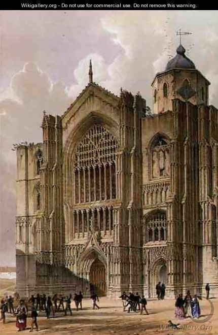 Bridlington Priory, the West Front, from The Monastic Ruins of Yorkshire, engraved by George Hawkins 1819-52, 1842 - William Richardson