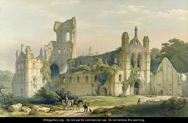 Kirkstall Abbey from the North West, from The Monastic Ruins of Yorkshire, engraved by George Hawkins 1819-52, 1843 - William Richardson
