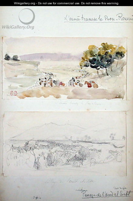 The Army Crossing the Bou-Roumi Passage from Oued El Sebt, from Vues et Portraits Faits Pendant la Campagne de Mai 1840, 1840 - Felix Philippoteaux