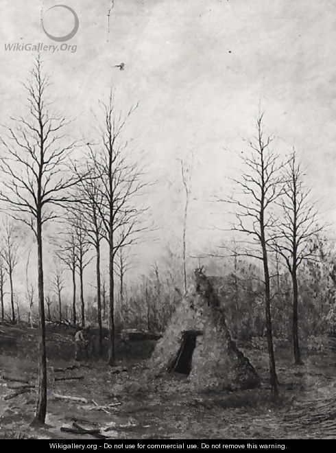 Woodcutters hut in a clearing, 1882 - Ernest Peulot