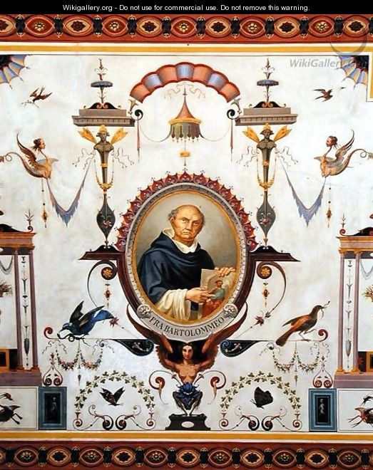 Portrait of Fra Bartolomeo 1472-1517, detail from the ceiling of the Sala del Sindaco, 1870-71 - Pietro Pezzati