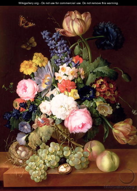 Flowers and fruit with a birds nest on a Ledge, 1821 - Franz Xaver Petter