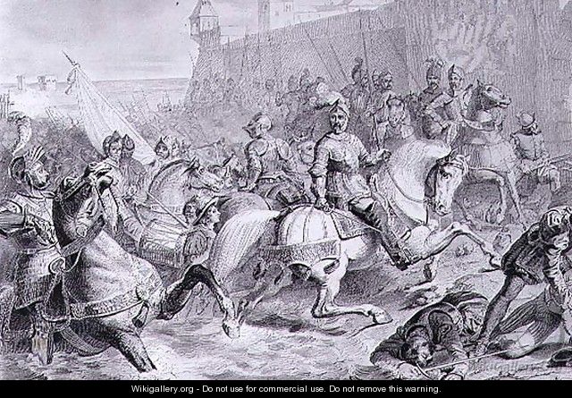 The Taking of Calais by Francis, 2nd Duke of Guise (1519-63) in 1558, engraved by Amedee Felix Barthelemy Geilee 1802-43 - François-Edouard Picot