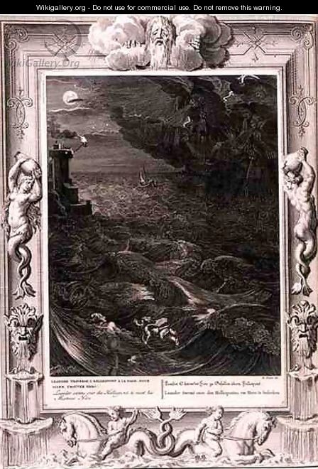 Leander Swims Over the Hellespont to Meet his Mistress Hero, 1730 - Bernard Picart