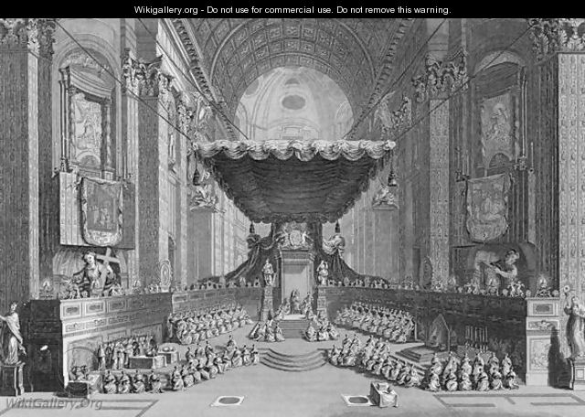 Canonization of Saints in St. Peters Church in Rome, in 1712, engraved by T. Brown, from World Religion, published by A. Fullarton and Co. - (after) Picart