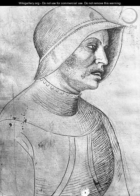 Soldier wearing a helmet, from the The Vallardi Album - Antonio Pisano (Pisanello)