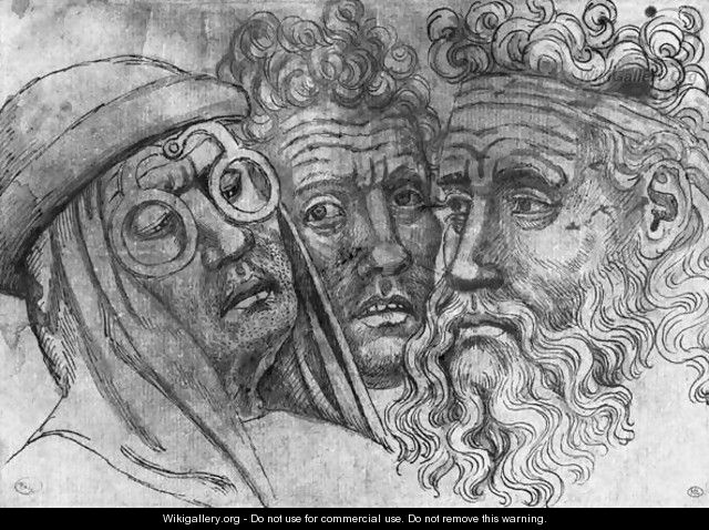 Heads of three men, from the The Vallardi Album - Antonio Pisano (Pisanello)
