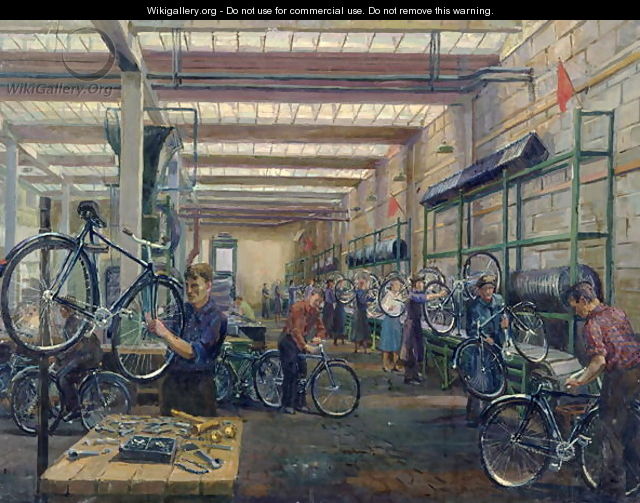 The Moscow Cycle Works, c.1930 - Nikolay Vassilyevich Pinegin