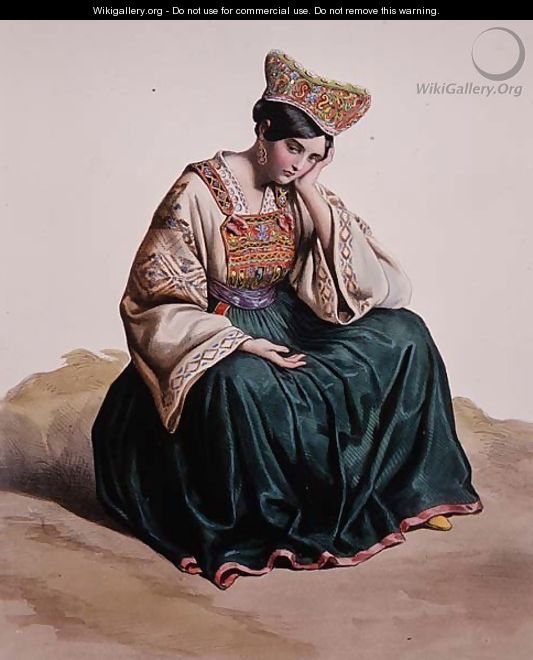 Young girl in Calabrian dress, 1848 - Edouard Pingret