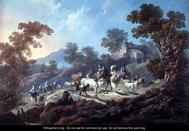 A Rocky Wooded Landscape - Jean-Baptiste Pillement