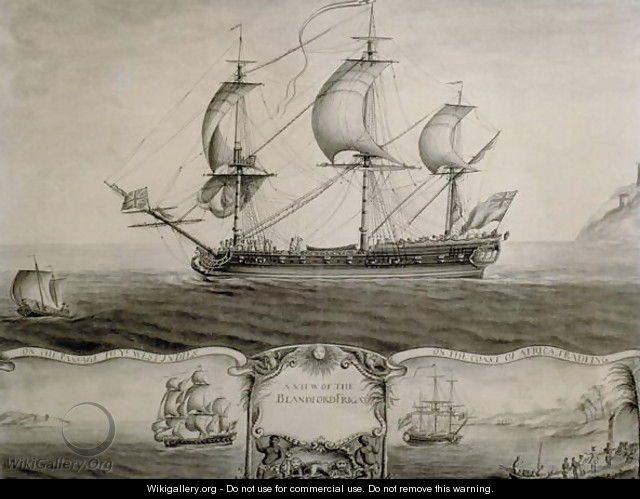 Views of the Blandford Frigate on the Passage to the West Indies and Trading on the Coast of Africa, c.1760 - Nicholas Pocock