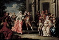 Figures Dancing Outside a Palace - Johann Georg Platzer