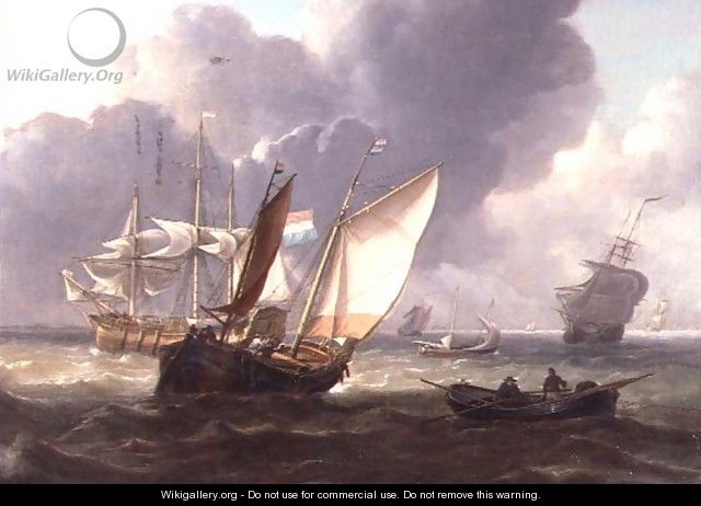 Dutch Three-Masters and Small Craft in a Swell - Charles Martin Powell