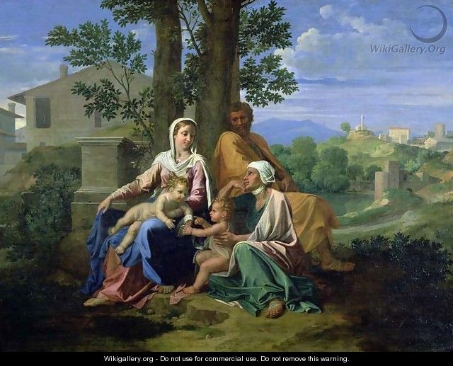The Holy Family with SS. John, Elizabeth and the Infant John the Baptist - Nicolas Poussin