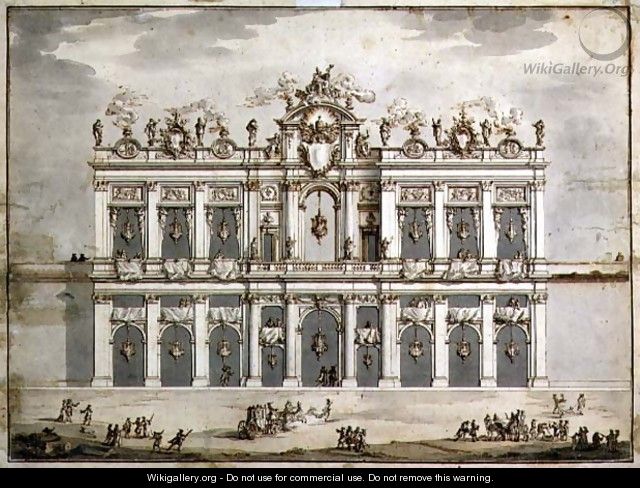 Design of a facade, probably for the Festa della Chinea of 1766 - Paolo Posi