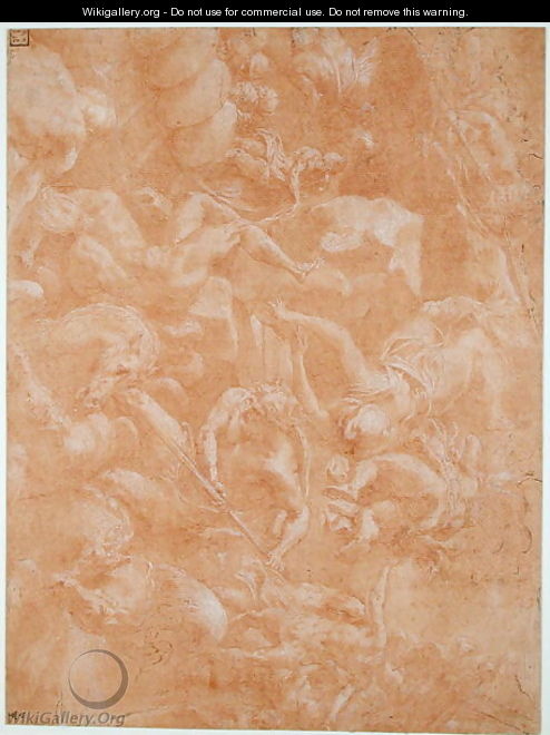 Neptune Unleashing the Storm against the Boats of Ulysses, preparatory drawing for the gallery of Ulysses at Fontainebleau - Francesco Primaticcio