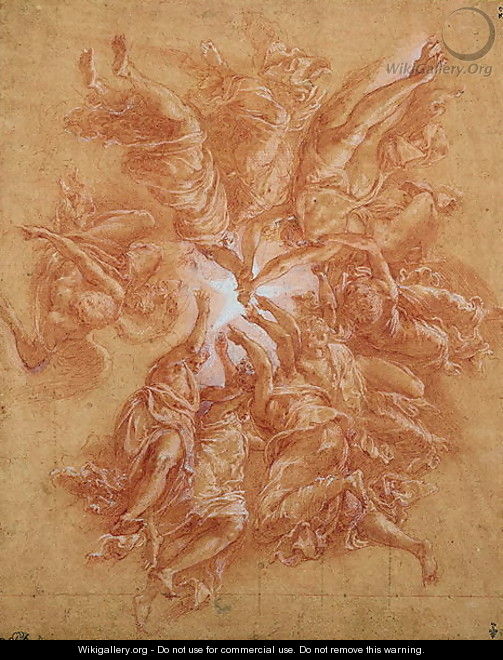 The Angels Showing the Star to the Magi, study for the ceiling of the chapel of the Hotel de Guise, c.1555-60 - Francesco Primaticcio