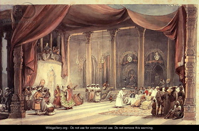 Europeans being entertained in Calcutta during Durga Puja, 1830-40 - William Princep
