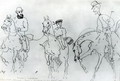 Three Horsemen Henri de Toulouse-Lautrec 1864-1901 between his Father, Count Alphonse, and the Artist - Rene Princeteau