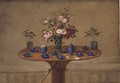 Still life with a vase of flowers and a tea service, 1810 - Jean-Louis Prevost
