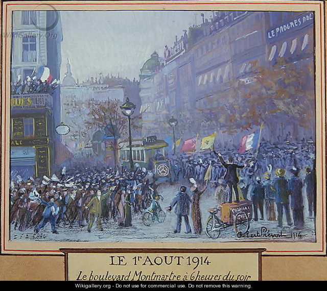 Joyful reception by Parisians of the news of the Declaration of War on the 1st August 1914 - Robert Prevost