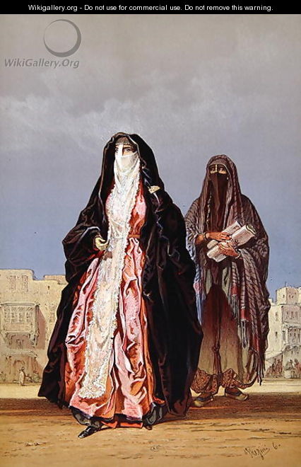 Veiled women, from Souvenir of Cairo, 1862 - Amadeo Preziosi