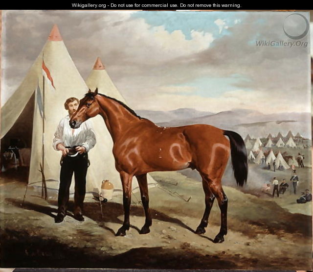 Sir Briggs, horse of Lord Tredegar 1831-1913 of the 17th Lancers, in Camp in Crimea 1854, 1856 - Alfred F. De Prades