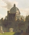 Exterior of Brasenose College and Radcliffe Library, illustration from the 'History of Oxford', engraved by J. Bluck fl.1791-1831 pub. by R. Ackermann, 1814 - (after) Pugin, Augustus Charles