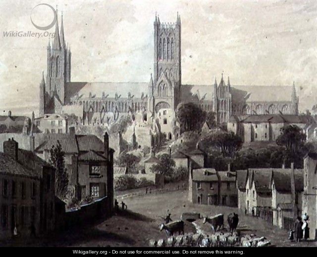 Lincoln Cathedral from the South - Augustus Charles Pugin