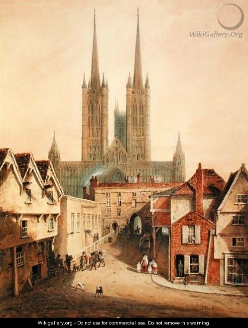 Lincoln Cathedral, before 1808 - Augustus Charles Pugin