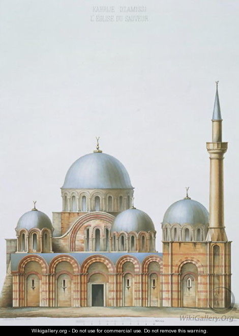 Facade of Kahrije Dzamissi, the Church of the Saviour, from Church Architecture of Constantinople, pub. by Lehmann and Wentzel of Vienna, c.1870-80 - (after) Pulgher, D.