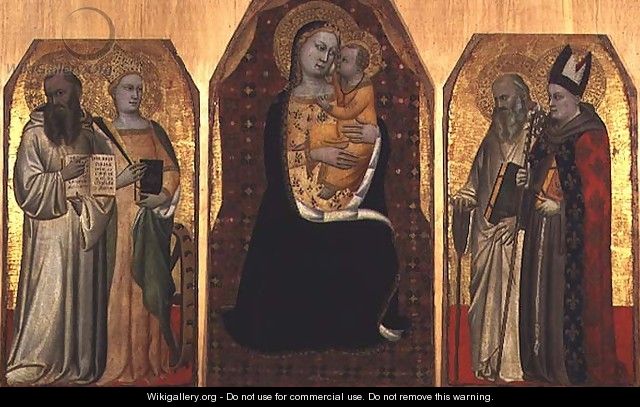 Triptych Madonna and Child flanked by four saints - Simone Puccio di