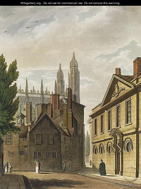 Front of Trinity Hall, Cambridge, from The History of Cambridge, engraved by Joseph Constantine Stadler fl.1780-1812, pub. by R. Ackermann, 1815 - (after) Pugin, Augustus Charles