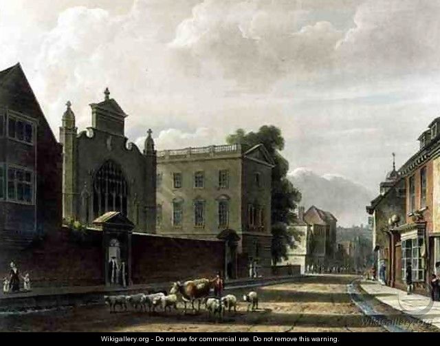 Exterior of St. Peters College Peterhouse, Cambridge, from The History of Cambridge, engraved by Joseph Constantine Stadler fl.1780-1812, pub. by R. Ackermann, 1815 - (after) Pugin, Augustus Charles