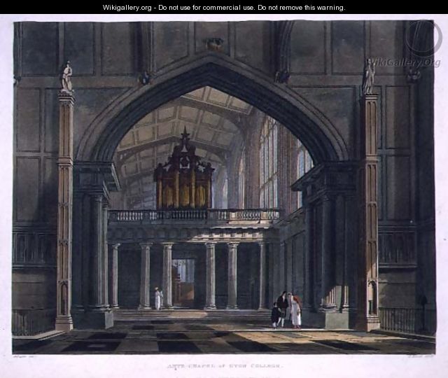 Ante-Chapel of Eton College, from History of Eton College, part of History of the Colleges, engraved by Daniel Havell 1785-1826 pub. by R. Ackermann, 1816 - (after) Pugin, Augustus Charles