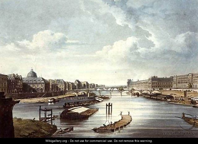 The Louvre, from Views on the Seine, engraved by Thomas Sutherland b.1785 published by R. Ackermann 1764-1834 1821 - (after) Pugin, Augustus Charles