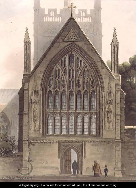 Exterior of Merton College, facing the north window of the Ante chapel, illustration from the 